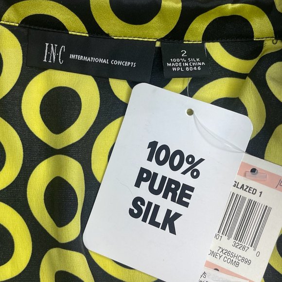 INC Wrap Silk Blouse Puff Short Sleeve Sz 2 - Picture 5 of 5